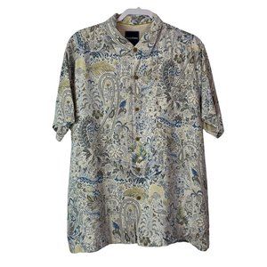 Tommy Bahama Shirt Tropical Paisley Silk Button Down Size XL Short Sleeve
